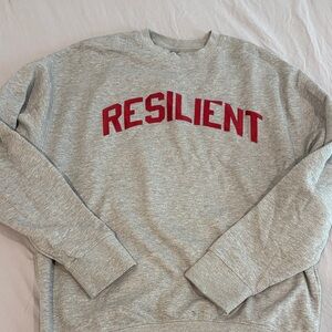 Gray Sweatshirt with Red 'Resilient' Print